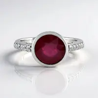 Cavill - Zilveren Ring met 2,493 ct Bemainty Robijn Rond uit Madagaskar - 925 Sterling Zilver Platina - Luxe Robijn Ring Dames met Zirkonen
