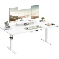 Vasagle - Zit Sta Bureau - Elektrisch - Met Monitorstandaard en Lade - USB-C Aansluiting