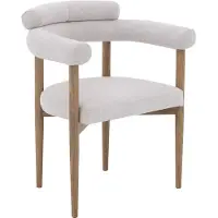 Goossens Eetkamerstoel Splinter lichtgrijs stof met armleuning, elegant chic