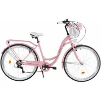 DaviBikes Emma – Stadsfiets – 28 inch – 7 versnellingen – Shimano – V-brake – Lage instap – Roze/Zwart