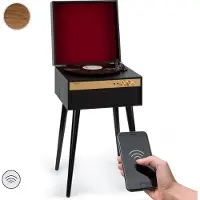 Auna Platenspeler met Luidsprekers, Platenspeler met Bluetooth & Standpoten, Retro Platenspeler met Bluetooth Transmitter & Receiver, Moderne Vinyl Platenspeler voor Platen