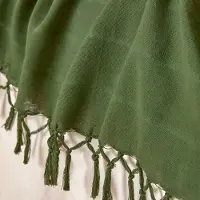 Atmosphera Plaid - donkergroen - 230 x 250 cm - katoen - met franjes - bedsprei - kleed - dekentje