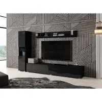 Meubella Wandmeubel Hoogglans Zwart Set van 3 TV-Meubel
