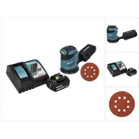 Makita DBO 180 RT1 Accu vlakschuurmachine 18 V 125 mm + 1x accu 5.0 Ah + lader + 50x schuurpapier (Excentrische schuurmachine)