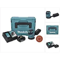 Makita DBO 180 RT1J Akku Exzenterschleifer 18 V 125 mm + 1x Akku 5,0 Ah + Ladegerät + 50x Schleifpap (Excentrische schuurmachine)