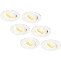 HOFTRONIC™ Set van 6 LED Inbouwspots Salerno wit 8 Watt 2700K IP44 kantelbaar