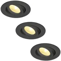 HOFTRONIC™ Set van 3 LED Inbouwspots Salerno zwart 8 Watt 2700K IP44 kantelbaar