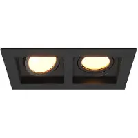 HOFTRONIC™ Fresno Dubbele Inbouwspot - Rechthoek - 2x GU10 - 2700K Warm wit - 10 Watt 800 lumen - Kantelbaar - IP20 stofdicht- Zwart - Met kabelconnectoren