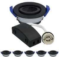 HOFTRONIC™ Set van 6 Peru LED inbouwspots - Kantelbaar armatuur - GU10 fitting - IP65 waterdicht - LED inbouwspot badkamer en buiten - Zwart