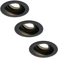 HOFTRONIC™ Set van 3 stuks dimbare LED inbouwspot Laredo 5 Watt 2700K zwart kantelbaar IP20