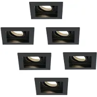 HOFTRONIC™ 6x Durham dimbare LED inbouwspots - Kantelbaar - Vierkant - Verzonken - Zwart - 5W - GU10 - Plafondspots - 2700K warm licht - IP20