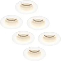 HOFTRONIC™ 6x Mari LED inbouwspot verzonken - 5 Watt - Neutraal wit 4000K - Verwisselbare GU10 - Dimbaar - voor binnen en buiten - Wit