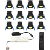 HOFTRONIC™ Milano - 12x inbouwspots veranda - Dimbaar LED - Complete set met afstandsbediening - Plug & Play - 12 Volt 3 watt - 2700K 200 lumen - IP65 waterdicht