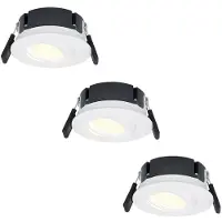 HOFTRONIC™ Set van 3 Napels LED inbouwspots extra plat - 8W 570lm - 2700K warm wit - Dimbaar - Rond - 360° Kantelbaar - IP65 waterdicht - Wit