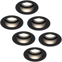 HOFTRONIC™ 6x Mari LED inbouwspot verzonken - 5 Watt - Daglicht wit 6000K - Verwisselbare GU10 - Dimbaar - voor binnen en buiten - Zwart