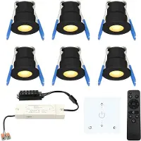 HOFTRONIC™ Milano - 6x inbouwspots veranda - Dimbaar LED - Complete set met afstandsbediening & muurdimmer - Plug & Play - 12 Volt 3 watt - 2700K 200 lumen - IP6