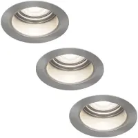 HOFTRONIC™ 3x Mari LED inbouwspot verzonken - 5 Watt - Daglicht wit 6000K - Verwisselbare GU10 - Dimbaar - voor binnen en buiten - RVS