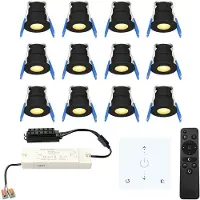 HOFTRONIC™ Milano - 12x inbouwspots veranda - Dimbaar LED - Complete set met afstandsbediening & muurdimmer - Plug & Play - 12 Volt 3 watt - 2700K 200 lumen - IP