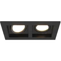 HOFTRONIC™ Fresno Dubbele Inbouwspot - Rechthoek - 2x GU10 - 4000K Neutraal wit - 10 Watt 800 lumen - Kantelbaar - IP20 stofdicht- Zwart - Met kabelconnectoren
