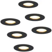 HOFTRONIC™ Set van 6 dimbare LED inbouwspots Bari zwart GU10 4.5 Watt 2700K IP65 spuitwaterdicht