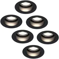 HOFTRONIC™ 6x Mari LED inbouwspot verzonken - 3.8 Watt - Daglicht wit 6000K - GU10 LED module - Dimbaar - Lagere inbouwdiepte - voor binnen en buiten - Zwart