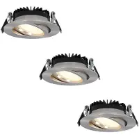 HOFTRONIC™ Set van 3 dimbare LED inbouwspots Rome - RVS - 6 Watt - Kantelbaar - 2700K warm wit - IP44 - Geringe inbouwdiepte