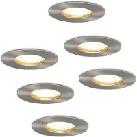 HOFTRONIC™ Set van 6 dimbare LED inbouwspots Bari RVS GU10 5 Watt 2700K IP65 spuitwaterdicht