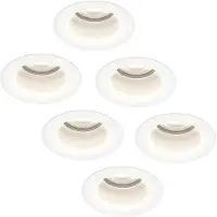 HOFTRONIC™ 6x Mari LED inbouwspot verzonken - 3.8 Watt - Daglicht wit 6000K - GU10 LED module - Dimbaar - Lagere inbouwdiepte - voor binnen en buiten - Wit