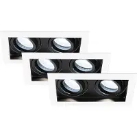 HOFTRONIC™ Set van 3 Durham Inbouwspots Dubbel Wit - GU10 5 Watt 400 lumen - 6000K daglicht wit - Kantelbaar - IP20 - Rechthoek