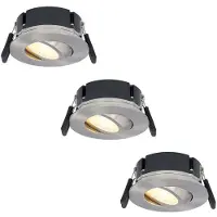 HOFTRONIC™ Set van 3 Napels LED inbouwspots extra plat - 8W 570lm - 2700K warm wit - Dimbaar - Rond - 360° Kantelbaar - IP65 waterdicht - RVS