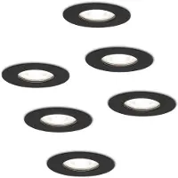 HOFTRONIC™ Set van 6 dimbare LED inbouwspots Bari zwart GU10 5 Watt 6000K IP65 spuitwaterdicht