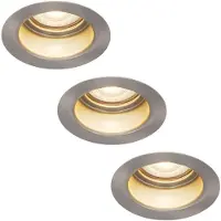 HOFTRONIC™ 3x Mari LED inbouwspot verzonken - 5 Watt - Warm wit 2700K - Verwisselbare GU10 - Dimbaar - voor binnen en buiten - RVS
