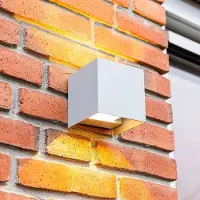 HOFTRONIC™ Kansas LED wandlamp - 3000K warm wit - 7 watt - Up & down light - Kubus - Voor buiten en binnen - Grijs voor binnen en buiten