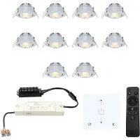 HOFTRONIC™ LED inbouwspot set Granada 10x3W dim-/kantelbaar IP44 vochtbestendig incl. Touch muurdimmer en afstandsbediening