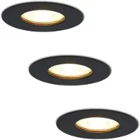 HOFTRONIC™ Set van 3 dimbare LED inbouwspots Bari zwart GU10 4,5 Watt 2700K IP65 spuitwaterdicht