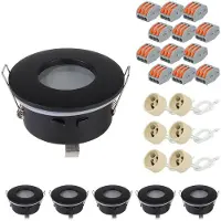 HOFTRONIC™ Set van 6 Bento LED inbouwspots - Spot armatuur - GU10 fitting - IP44 waterdicht - LED inbouwspot badkamer en keuken - Zwart