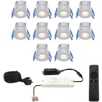 HOFTRONIC™ Milano - 10x inbouwspots veranda - Dimbaar LED - Complete set met afstandsbediening - Plug & Play - 12 Volt 3 watt - 2700K 200 lumen - IP65 waterdicht