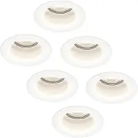 HOFTRONIC™ 6x Mari LED inbouwspot verzonken - 5 Watt - Daglicht wit 6000K - Verwisselbare GU10 - Dimbaar - voor binnen en buiten - Wit