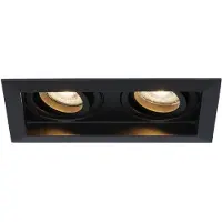 HOFTRONIC™ Durham Inbouwspots Dubbel Zwart - GU10 5 Watt 400 lumen - 2700K Warm wit - Kantelbaar - IP20 - Rechthoek