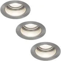 HOFTRONIC™ 3x Mari LED inbouwspot verzonken - 3.8 Watt - Daglicht wit 6000K - GU10 LED module - Dimbaar - Lagere inbouwdiepte - voor binnen en buiten - RVS