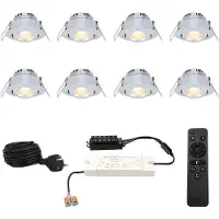 HOFTRONIC™ Sienna - 8x inbouwspots veranda - Dimbaar LED - Complete set met afstandsbediening - Kantelbaar - Plug & Play - 12 Volt 3 watt - 2700K 200 lumen - IP4