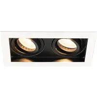 HOFTRONIC™ Durham Inbouwspot Dubbel Wit - GU10 5 Watt 400 lumen - 2700K Warm wit - Kantelbaar - IP20 - Rechthoek