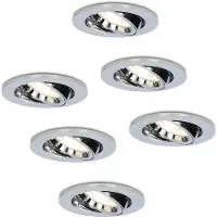 HOFTRONIC™ Set van 6 Maya LED dimbare inbouwspot - Kantelbaar - Neutraal wit 4000K - incl. 6x GU10 spot - Chroom plafondspot - IP20 voor binnen