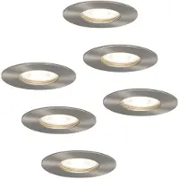 HOFTRONIC™ Set van 6 dimbare LED inbouwspots Bari RVS GU10 5 Watt 4000K IP65 spuitwaterdicht