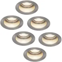 HOFTRONIC™ 6x Mari LED inbouwspot verzonken - 3.8 Watt - Warm wit 4000K- GU10 LED module - Dimbaar - Lagere inbouwdiepte - voor binnen en buiten - RVS