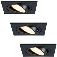 HOFTRONIC™ Set van 3 stuks dimbare LED inbouwspot Mallorca zwart vierkant - Kantelbaar - 5 Watt - IP20 - 2700K Warm wit - GU10 armatuur - spotjes plafond