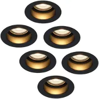 HOFTRONIC™ 6x Mari LED inbouwspot verzonken - 3.8 Watt - Warm wit 2700K - GU10 LED module - Dimbaar - Lagere inbouwdiepte - voor binnen en buiten - Zwart