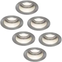 HOFTRONIC™ 6x Mari LED inbouwspot verzonken - 3.8 Watt - Daglicht wit 6000K - GU10 LED module - Dimbaar - Lagere inbouwdiepte - voor binnen en buiten - RVS