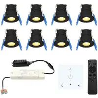 HOFTRONIC™ Milano - 8x inbouwspots veranda - Dimbaar LED - Complete set met afstandsbediening & muurdimmer - Plug & Play - 12 Volt 3 watt - 2700K 200 lumen - IP6
