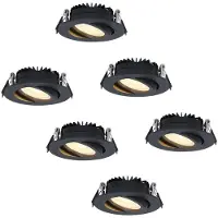 HOFTRONIC™ Set van 6 dimbare LED inbouwspots Rome - Zwart - 6 Watt - Kantelbaar - 2700K warm wit - IP44 - Geringe inbouwdiepte